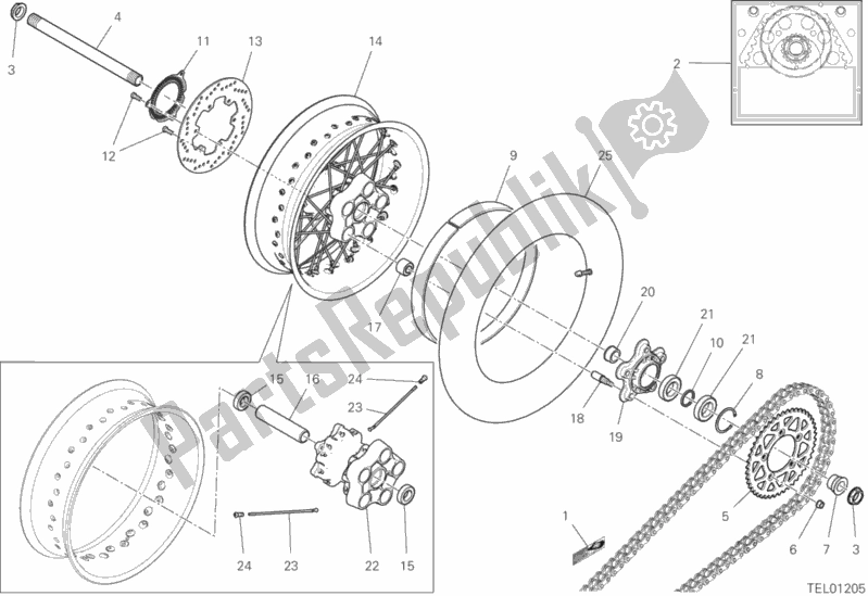 Tutte le parti per il Ruota Posteriore del Ducati Scrambler Cafe Racer 803 2019